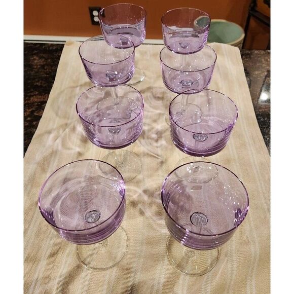 2 Block Watercolors Twilight Lilac Purple Alexandrite Neodymium Stemware Glass - Picture 9 of 10